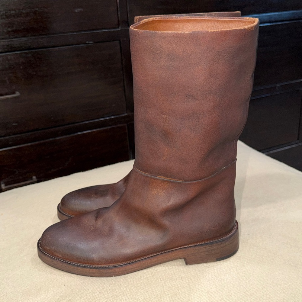Marsell Tubetto Brown Leather Mid-Calf Women's Boots - Picture 3 of 10